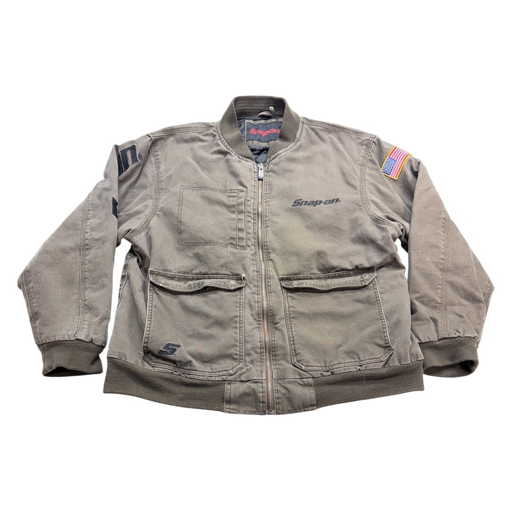Snap-on Canvas Quilted Bomber Work‎ Jacket Mens Large Brown